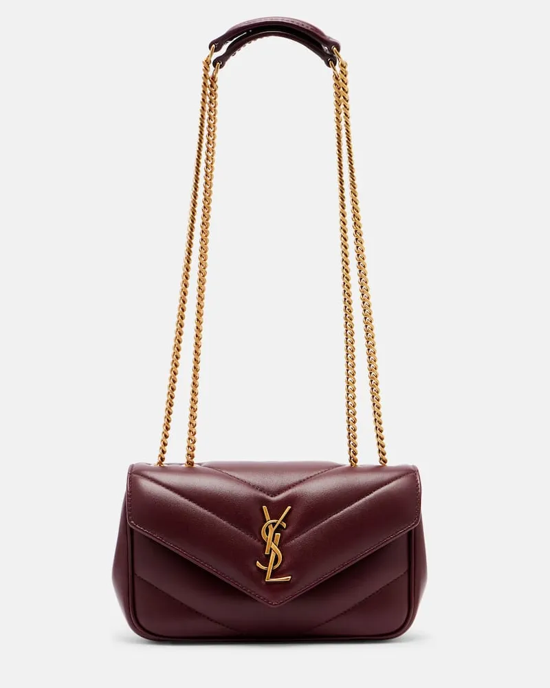 Saint Laurent Schultertasche Loulou Mini aus Leder Burgunderrot