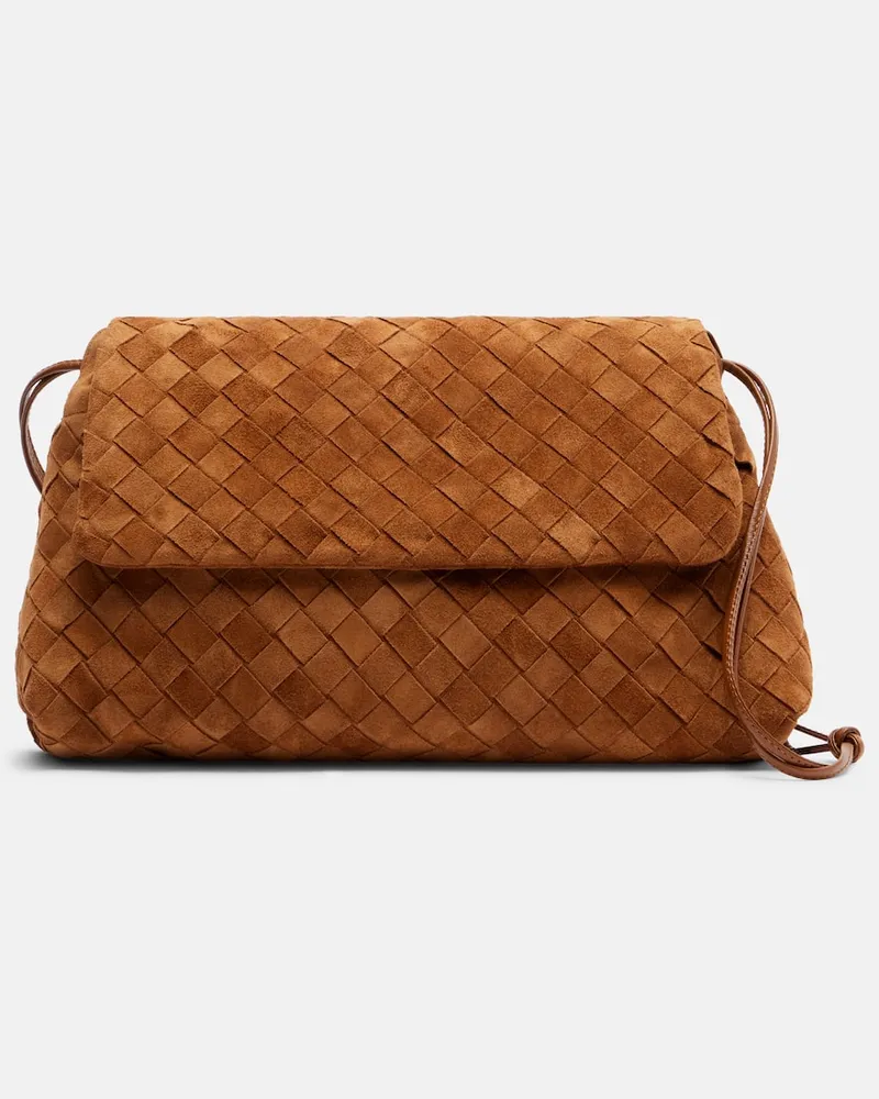 Bottega Veneta Clutch Giorno aus Veloursleder Braun