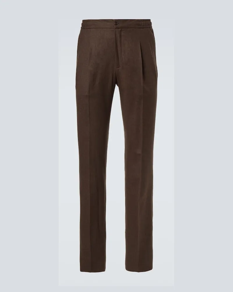 Rubinacci Hose aus Schurwollflanell Braun
