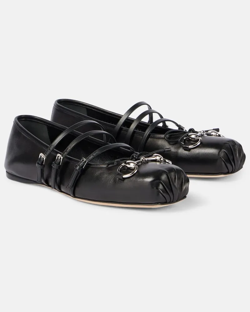 Gucci Ballerinas Gucci Horsebit aus Leder Schwarz