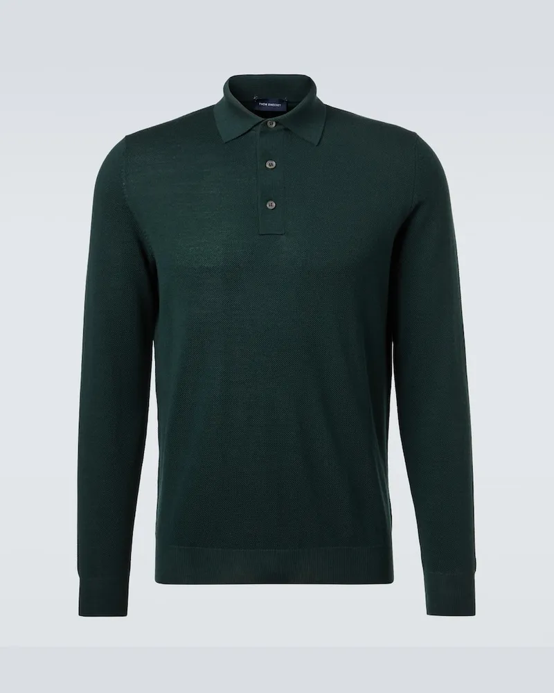 Thom Sweeney Polopullover aus Wolle Grün