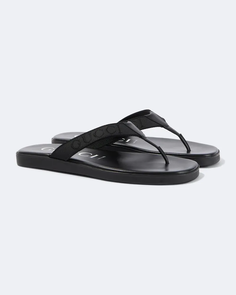 Gucci Sandalen aus Leder mit Canvas Schwarz