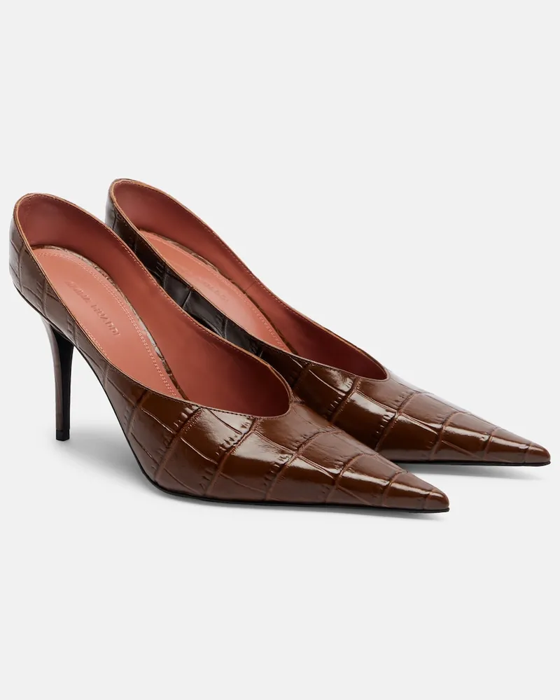 Amina Muaddi Pumps Anoke aus Leder Braun
