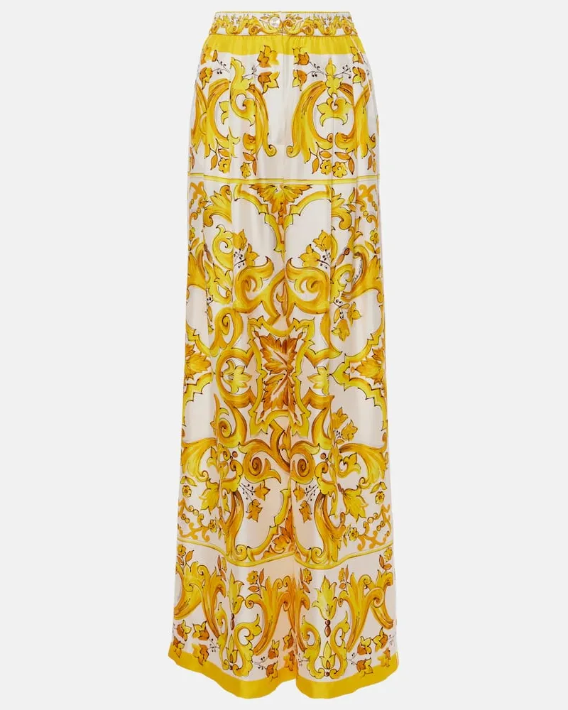 Dolce & Gabbana Palazzo-Hose Majolica aus Seiden-Twill Gelb