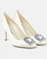 Manolo Blahnik Bridal Verzierte Pumps Hangisi 90 aus Satin Weiss