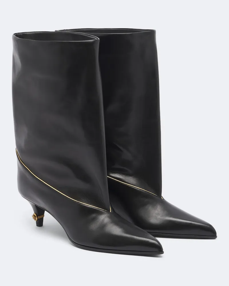 Versace Stiefel Medusa aus Leder Schwarz