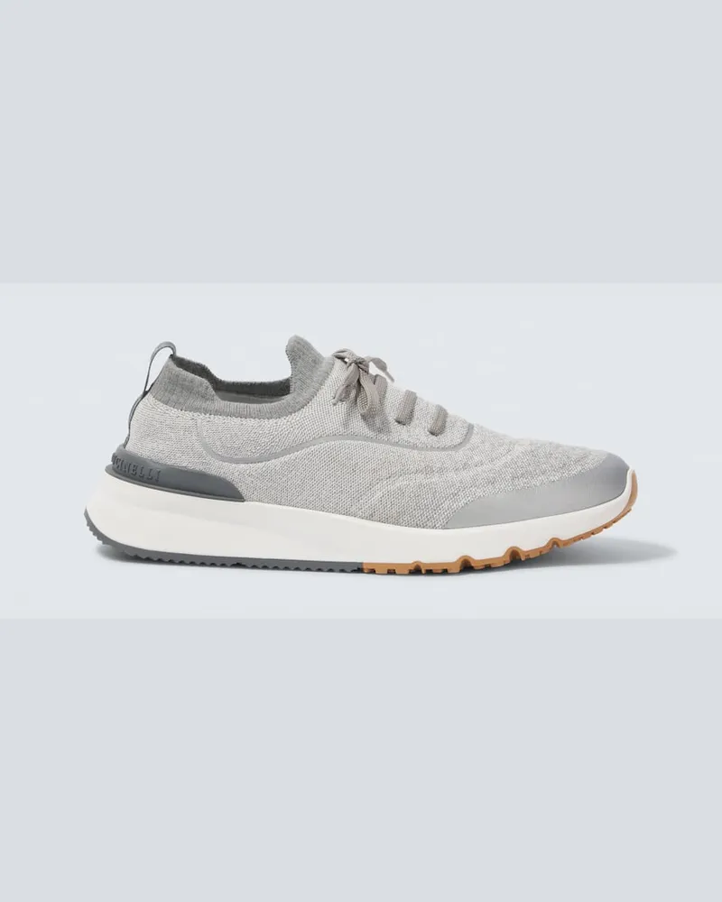 Brunello Cucinelli Sneakers aus Strick Grau