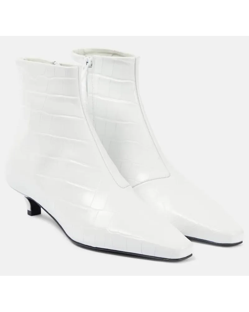 Totême Ankle Boots The Croco Slim aus Leder Weiss