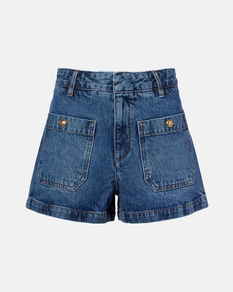 Frame Denim High-Rise Jeansshorts Cruise Blau