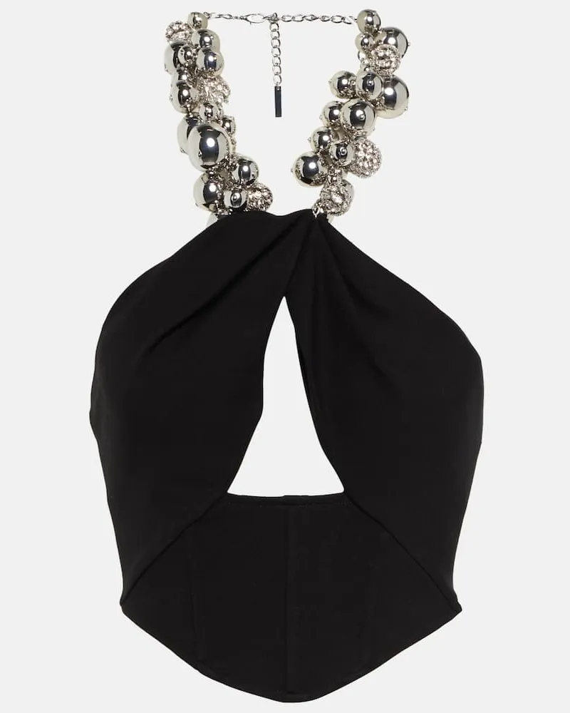 Area Verziertes Cropped-Top aus Jersey Schwarz