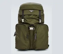 Rucksack aus Re-Nylon mit Leder