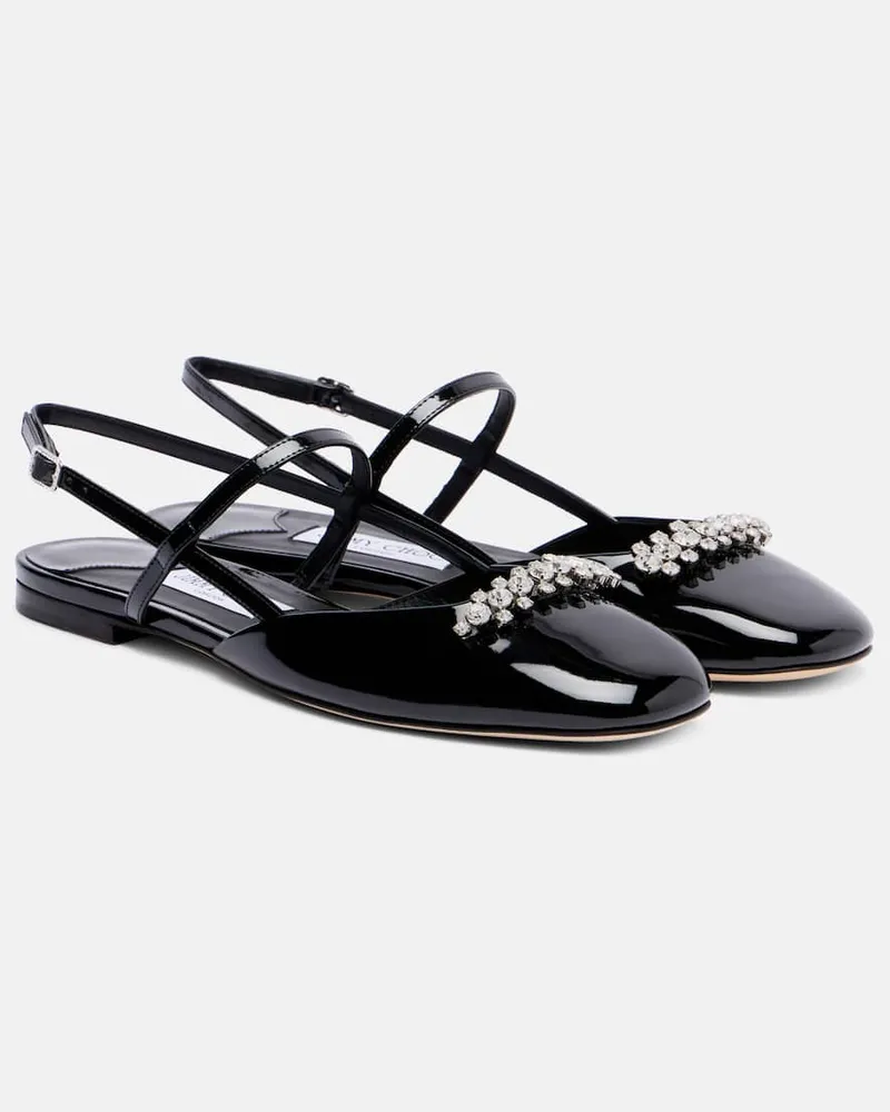 Jimmy Choo Verzierte Ballerinas Belinda aus Lackleder Schwarz