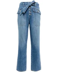 Veronica Beard High-Rise Cropped Jeans Rinley Blau