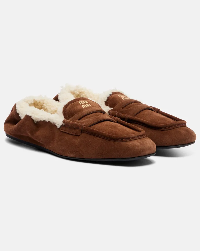 Miu Miu Mokassins Ruches aus Veloursleder Braun