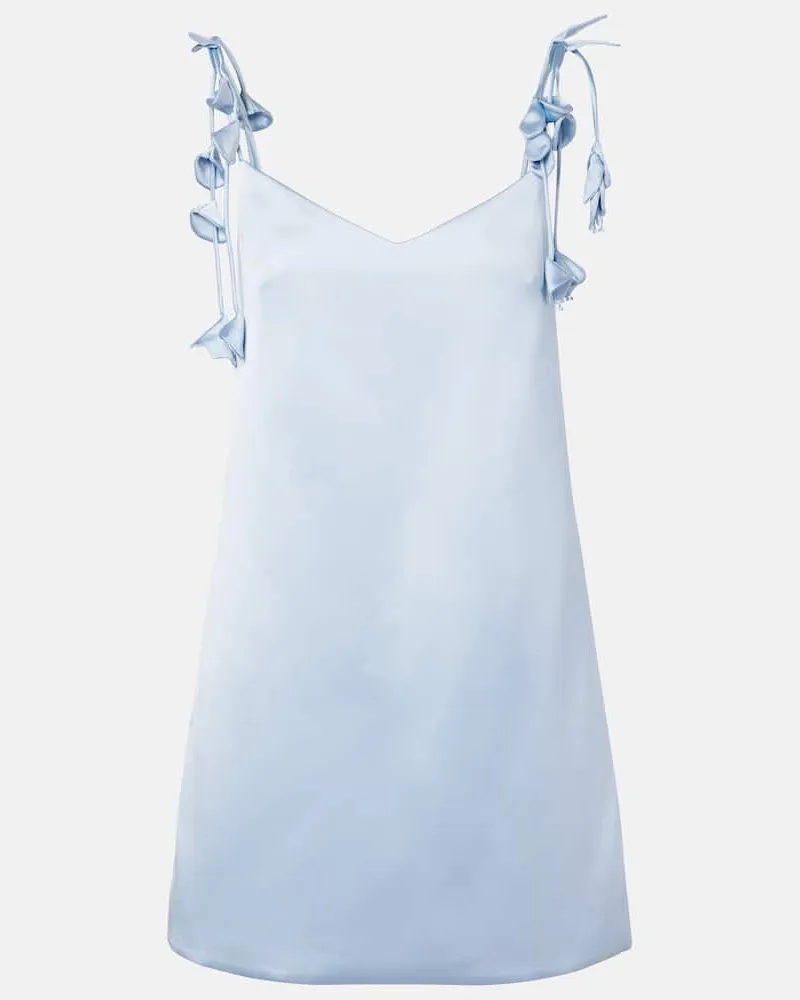Self-Portrait Minikleid aus Satin Blau