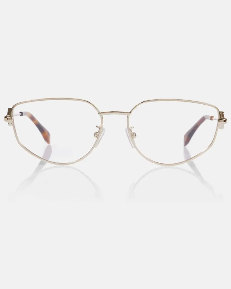 Fendi Cat-Eye-Brille FF Diamonds Gold
