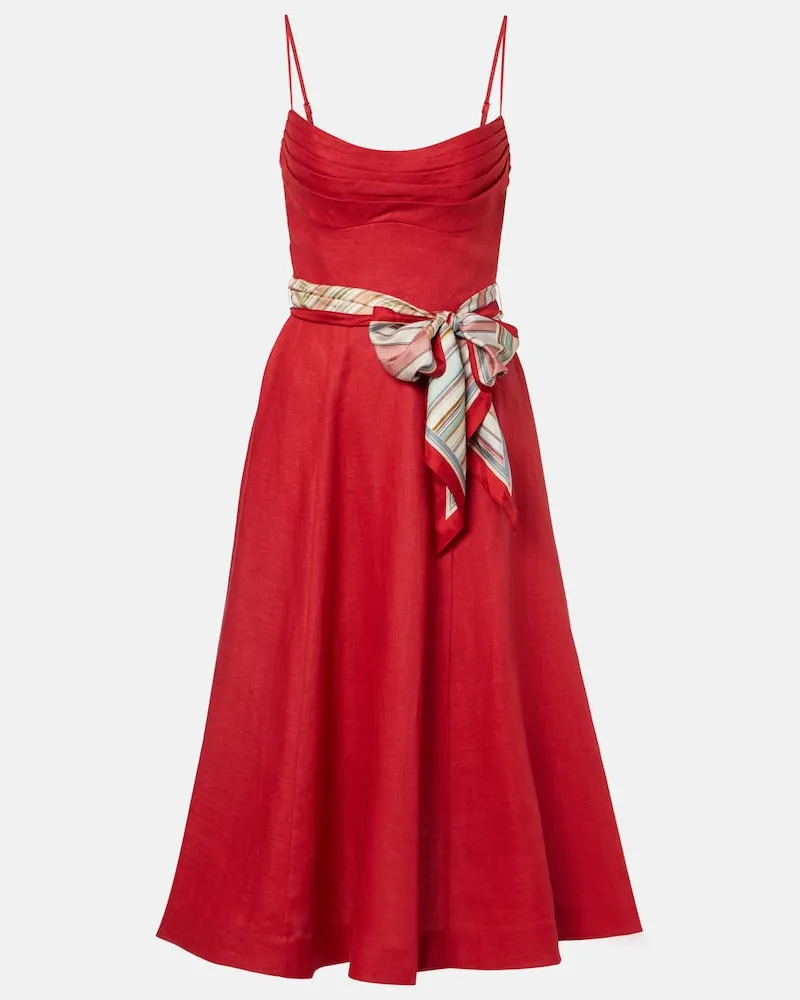 Zimmermann Midikleid Rebellion aus Leinen Rot