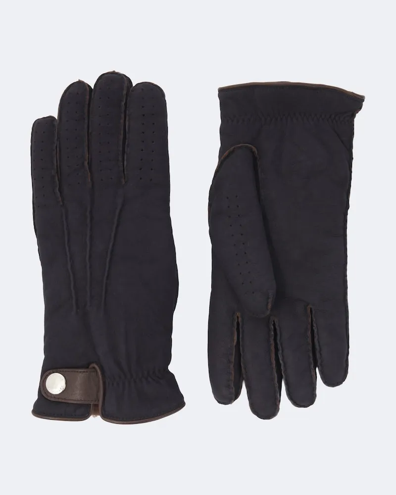 Brunello Cucinelli Handschuhe aus Shearling mit Leder Blau
