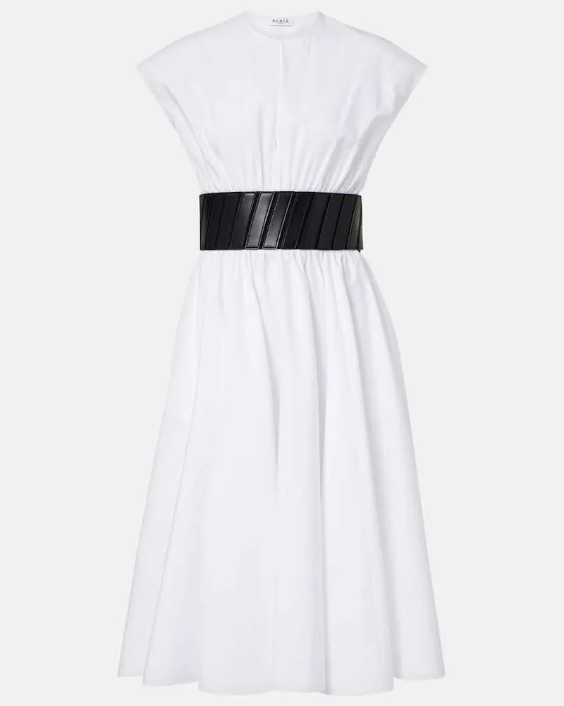 Alaïa Alaïa Midikleid aus Baumwolle Weiß