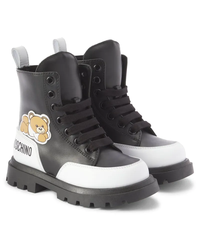 Moschino Ankle Boots aus Leder Schwarz