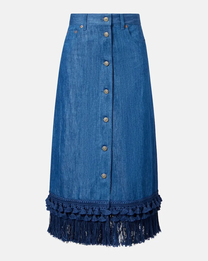 Valentino Garavani Midirock aus Denim Blau