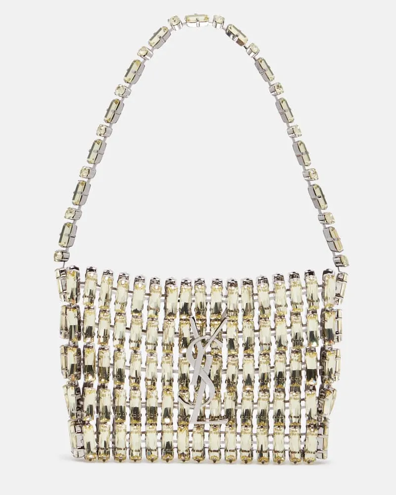 Saint Laurent Clutch Cassandre Micro mit Kristallen Gelb