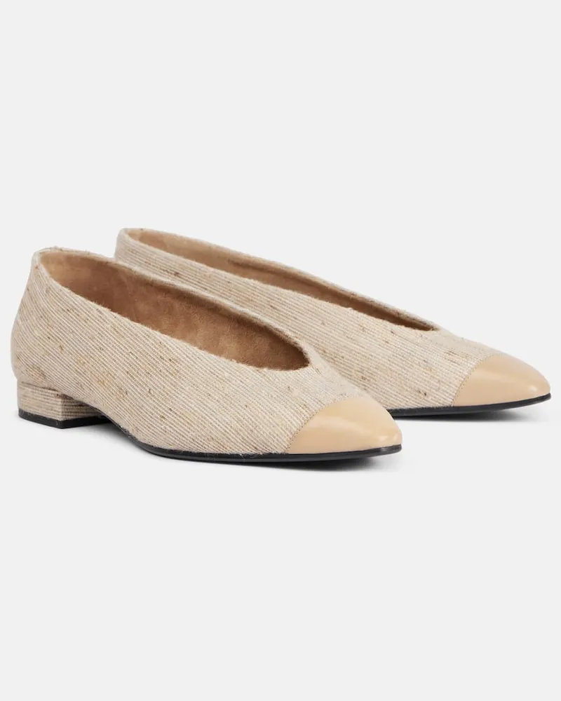 Loro Piana Ballerinas Rebecca mit Leder Neutral