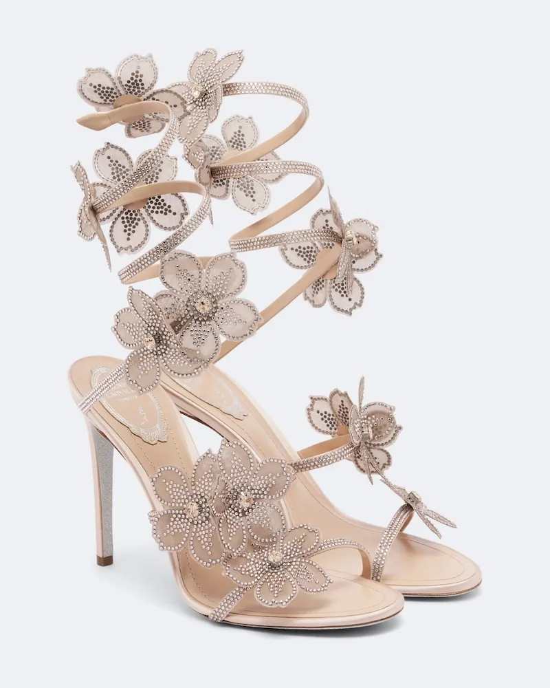 René Caovilla Verzierte Sandalen Peach Rosa