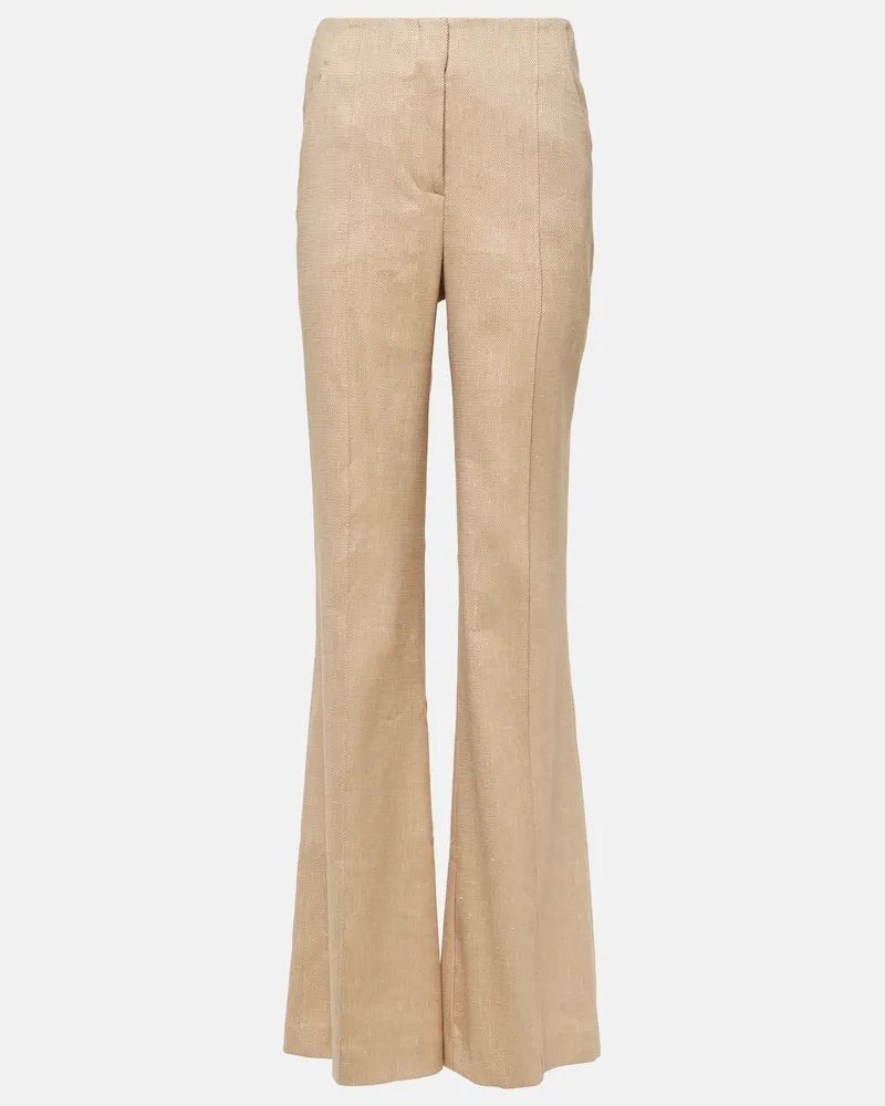 Veronica Beard Schlaghose Komi aus Twill Beige