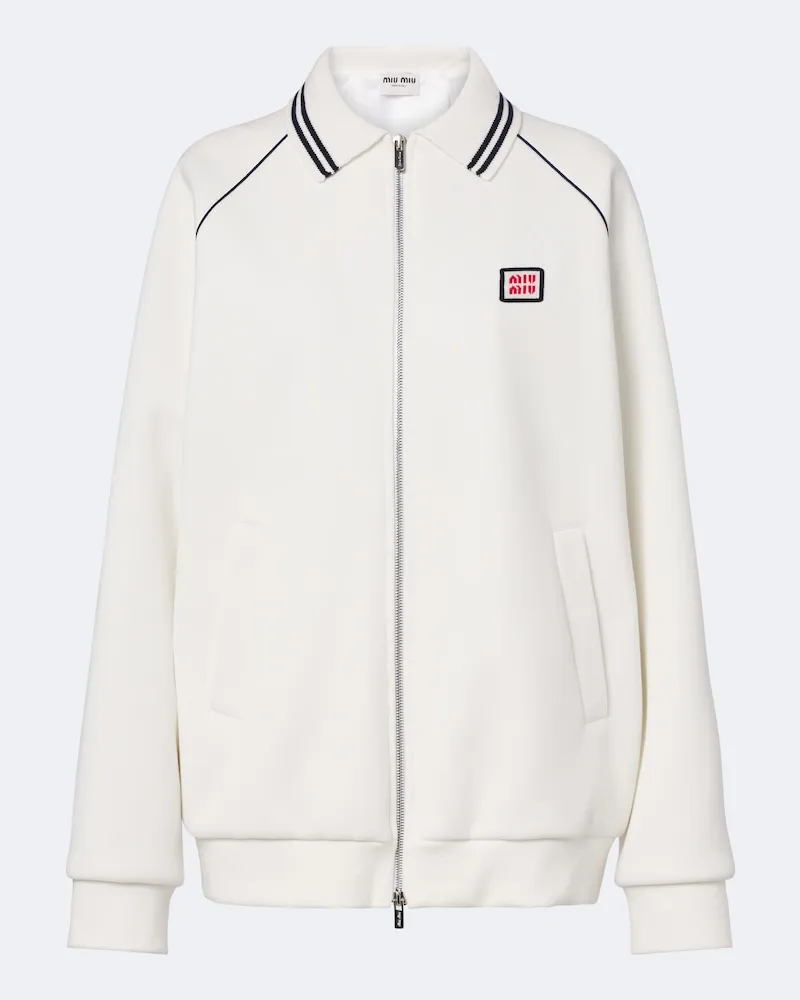 Miu Miu Blouson aus Baumwoll-Piqué Weiß