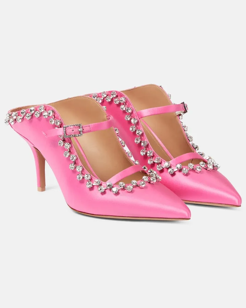 Malone Souliers Verzierte Mules Gala aus Satin Rosa