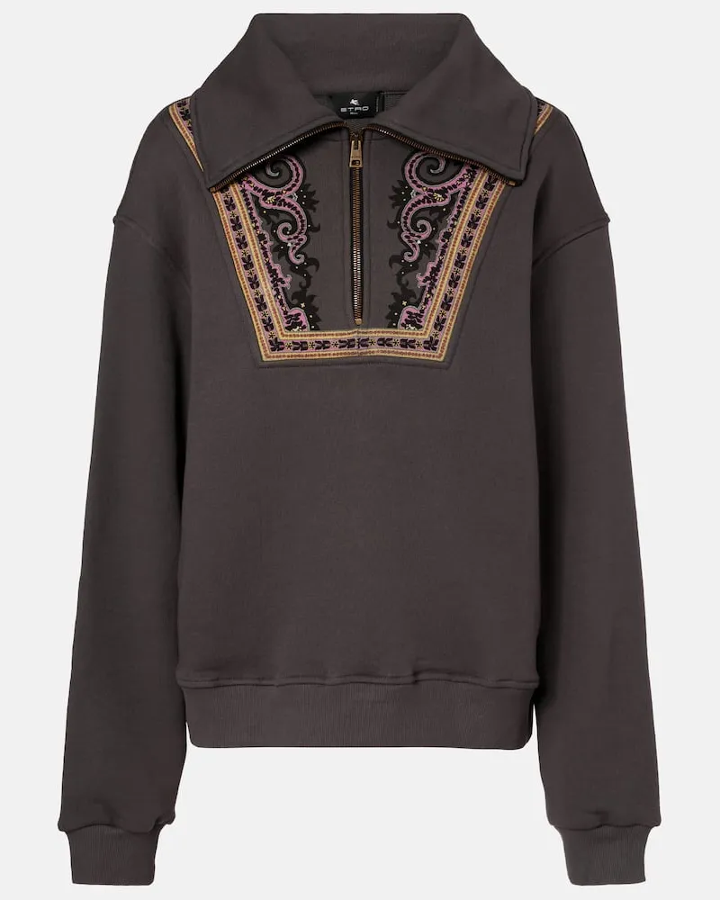 Etro Bedrucktes Sweatshirt aus Baumwolle Grau