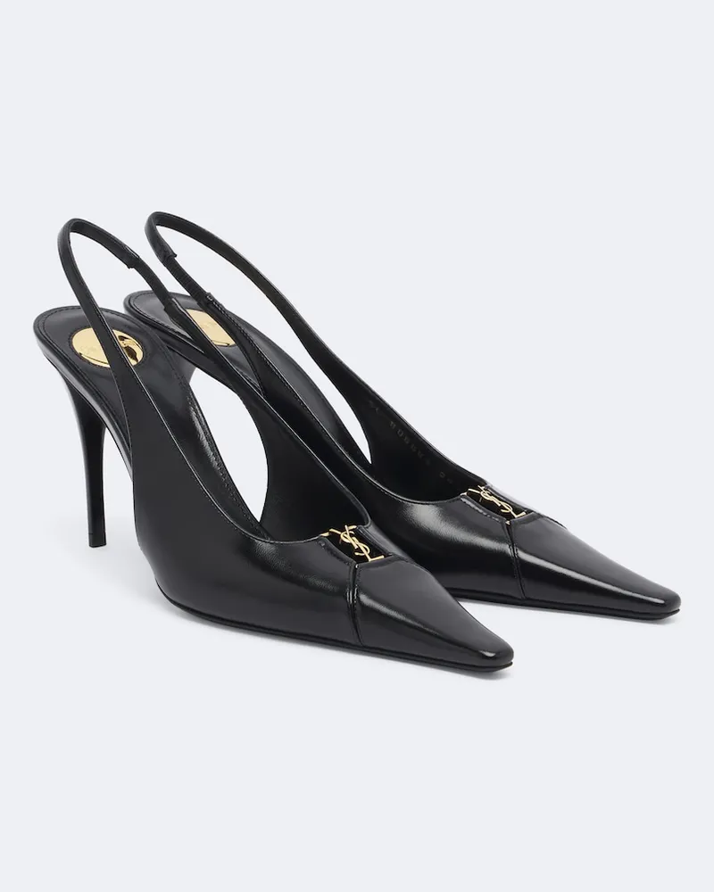 Saint Laurent Slingback-Pumps Cassandre aus Leder Schwarz