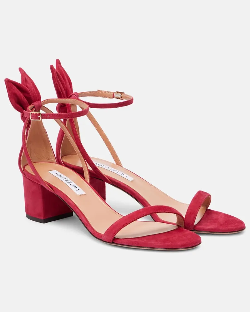 Aquazzura Sandalen Bow Tie 50 aus Veloursleder Rot