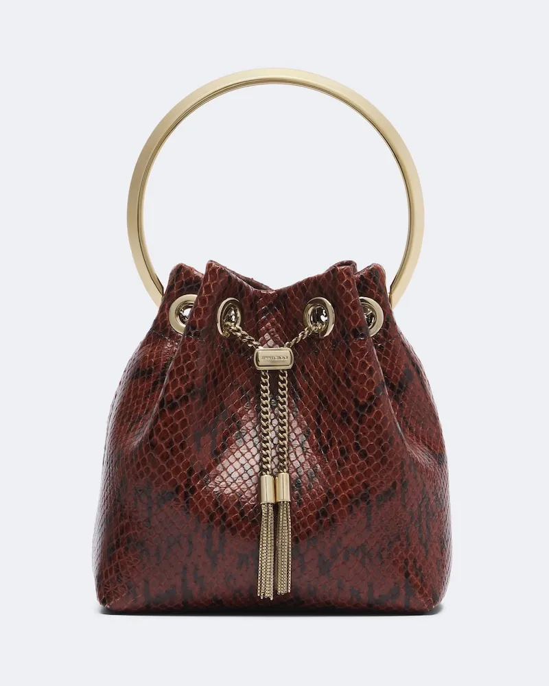 Jimmy Choo Bucket Bag Bon Bon aus Leder Braun