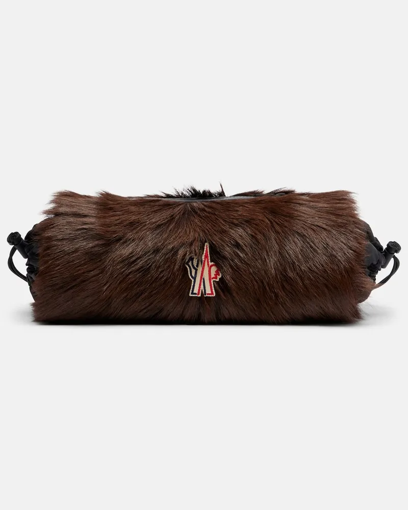 Moncler Clutch aus Shearling Braun