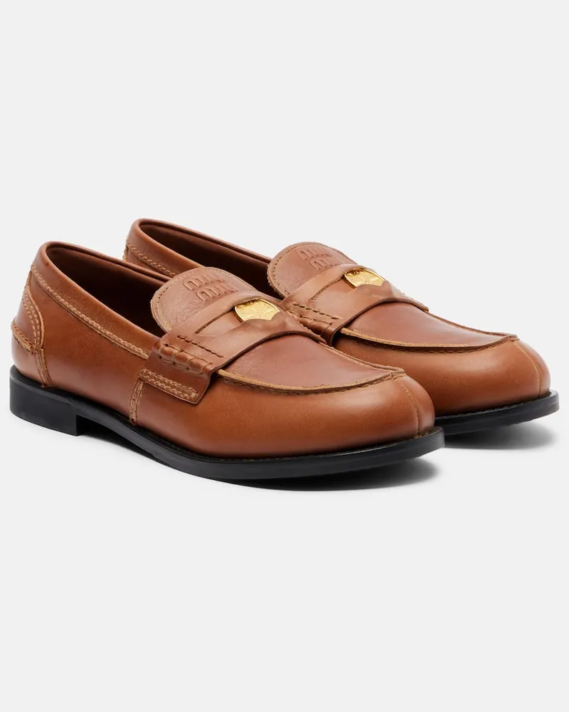 Miu Miu Loafers aus Leder Braun