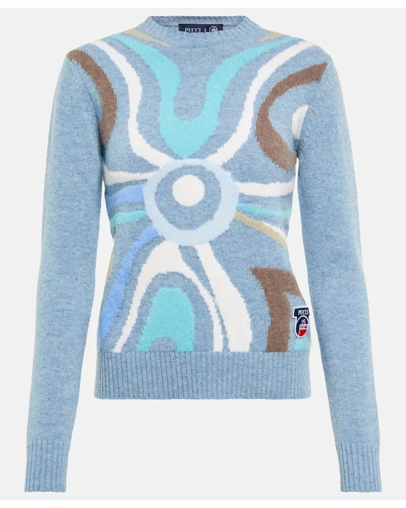Emilio Pucci X Fusalp Cardigan Marmo aus Wolle Blau