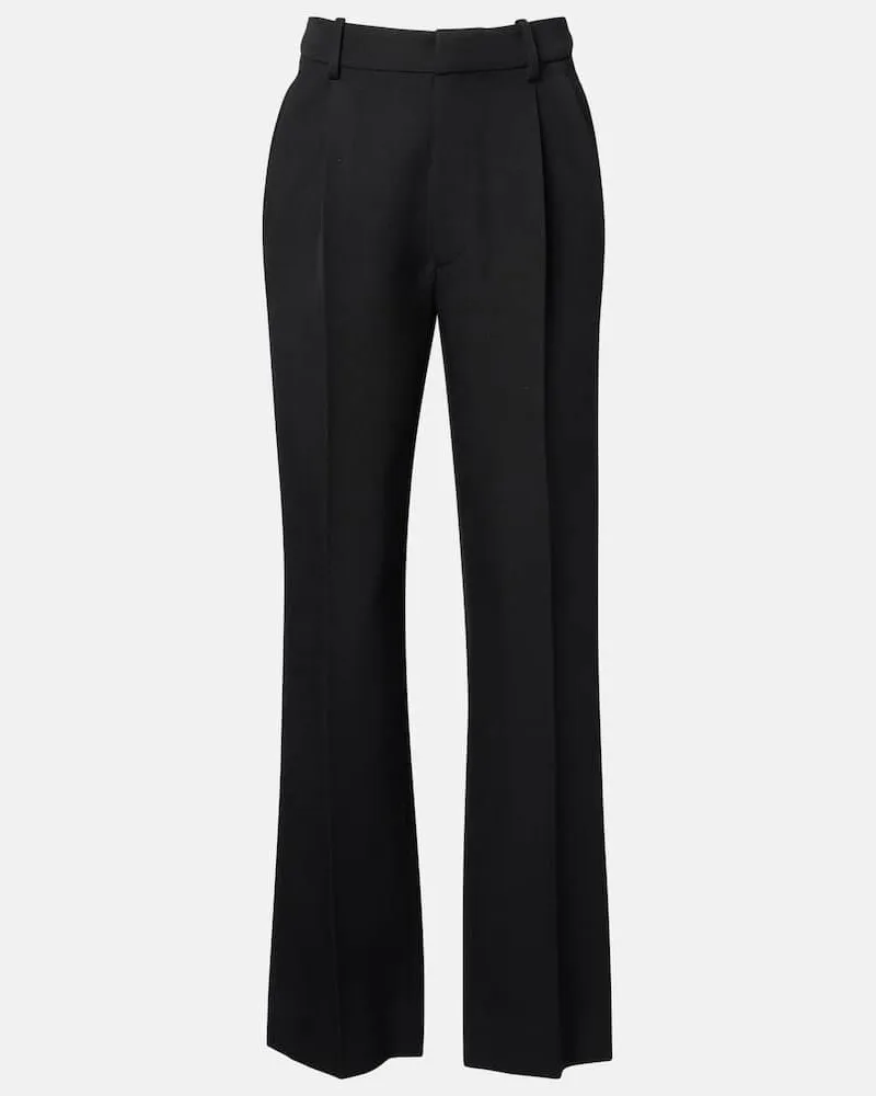 Victoria Beckham Gerade High-Rise-Hose aus Schurwolle Schwarz