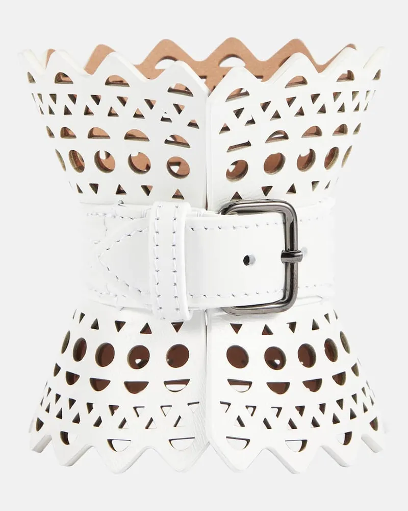 Alaïa Alaïa Armband Vienne aus Leder Weiß