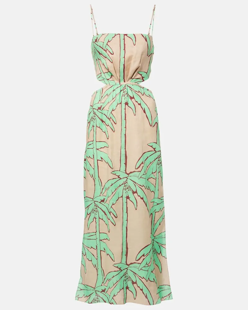 Johanna Ortiz Maxikleid Beach Harmony aus Leinen Beige