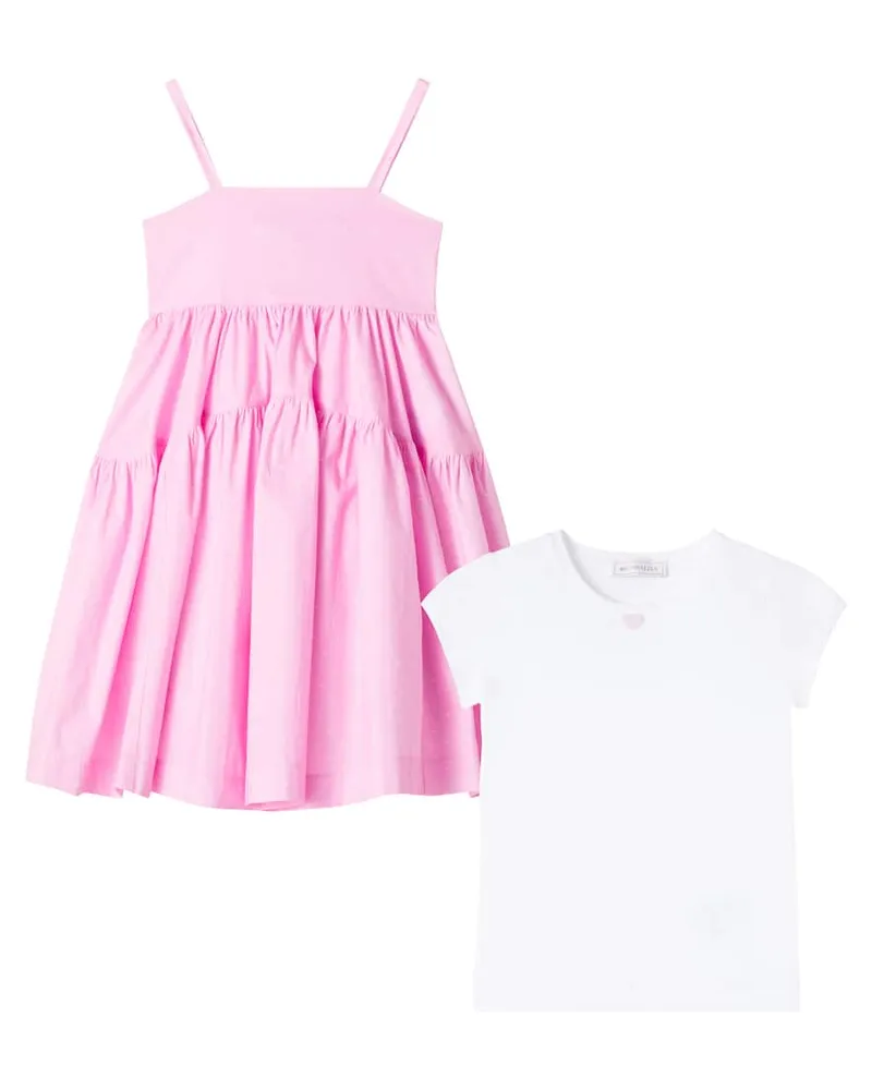 Monnalisa Kleid aus Baumwollpopeline Pink