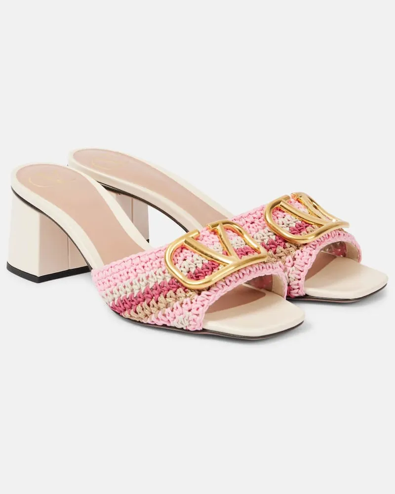 Valentino Garavani Pantoletten VLogo Signature 60 aus Häkelstrick Rosa