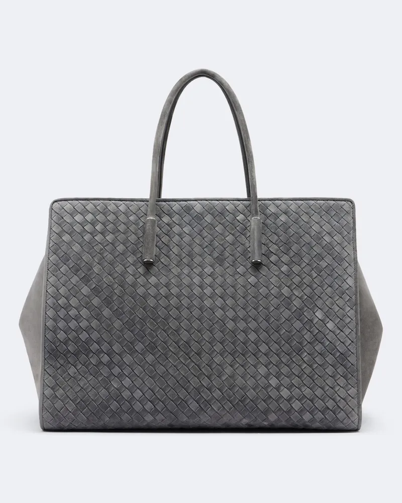 Bottega Veneta Tote Bag Barbara Large aus Veloursleder Grau