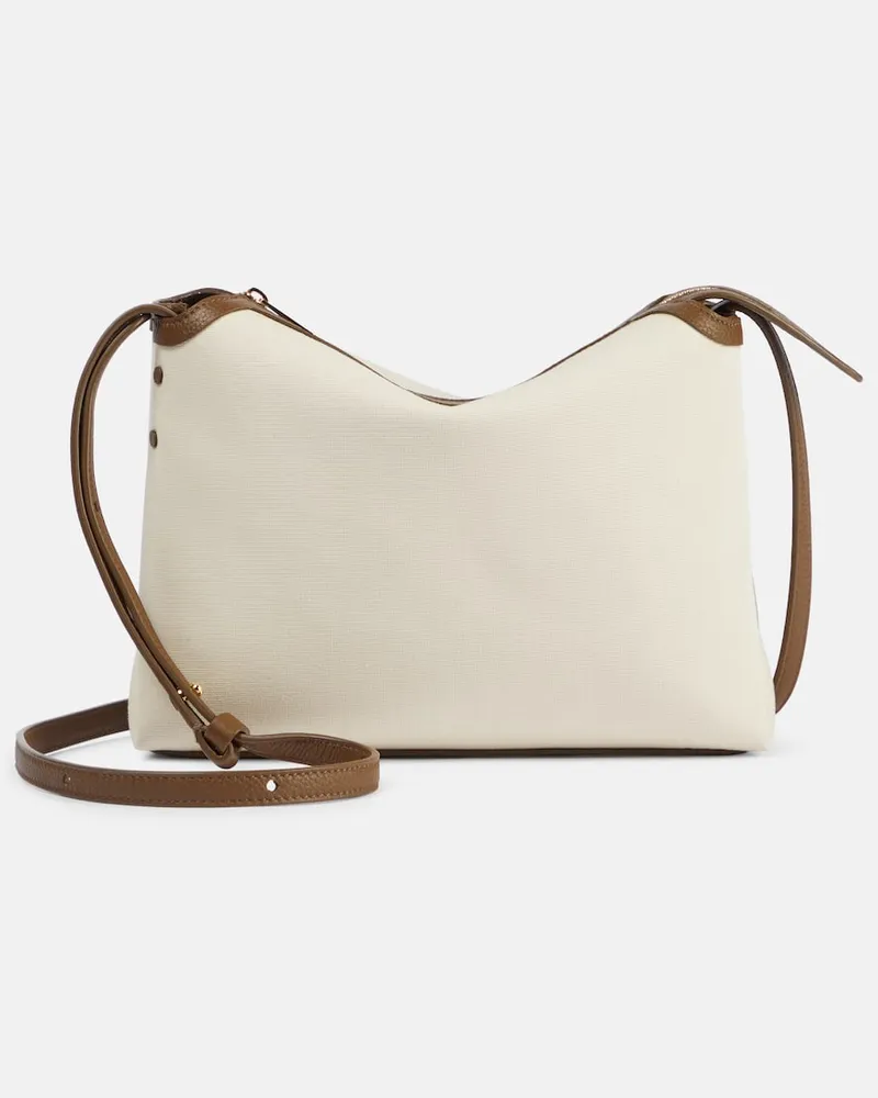 KHAITE Schultertasche Lina aus Canvas mit Leder Weiß