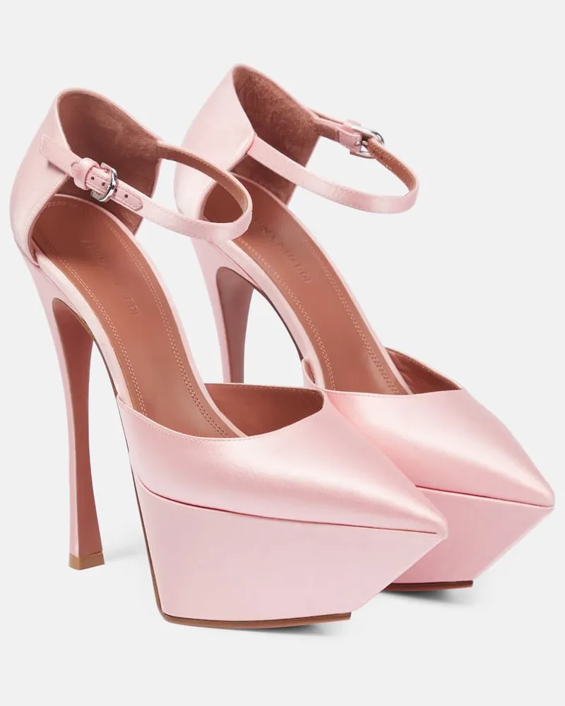 Amina Muaddi Plateau-Pumps Angelica aus Satin Rosa