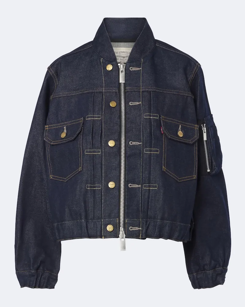 Sacai Bomberjacke aus Denim Blau