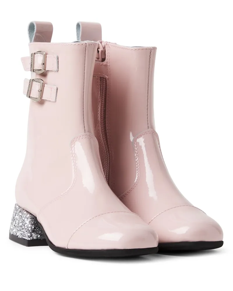 Monnalisa Stiefel aus Lackleder mit Glitter Rosa