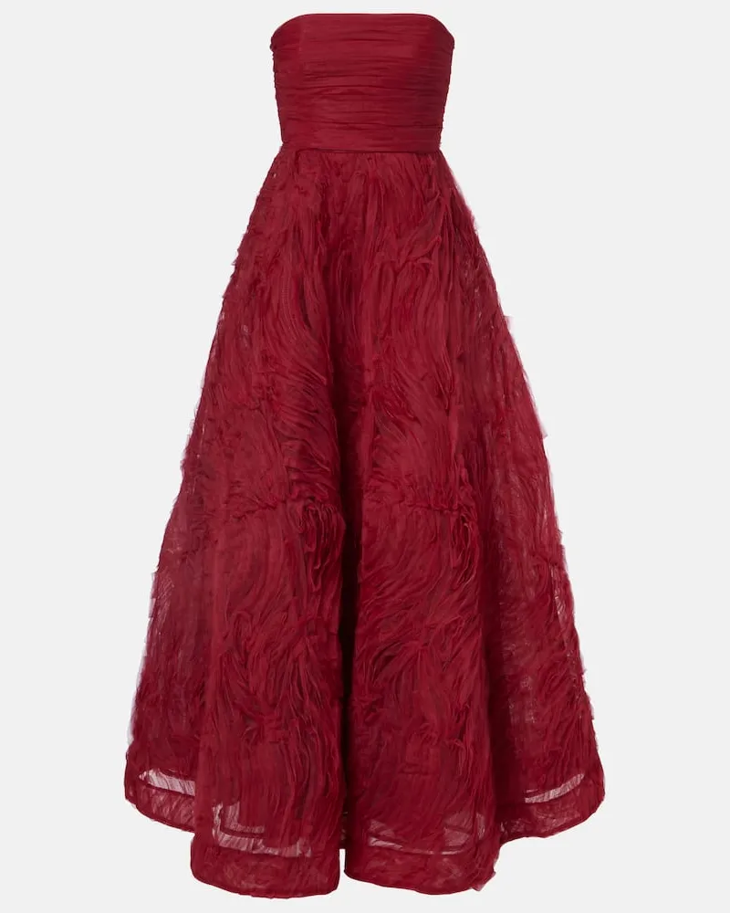 Rebecca Vallance Bustier-Robe Willow aus Mesh Burgunderrot