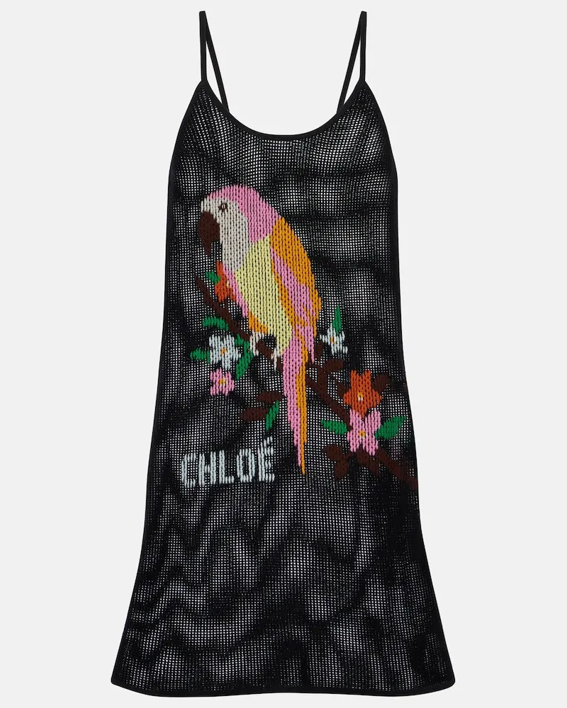 Chloé Chloé Besticktes Minikleid aus Baumwolle Schwarz